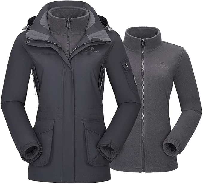 Photo 1 of CAMEL CROWN Womens Waterproof Ski Jacket 3-in-1 Windbreaker Winter Coat Fleece Inner for Rain Snow Outdoor Hiking Size small