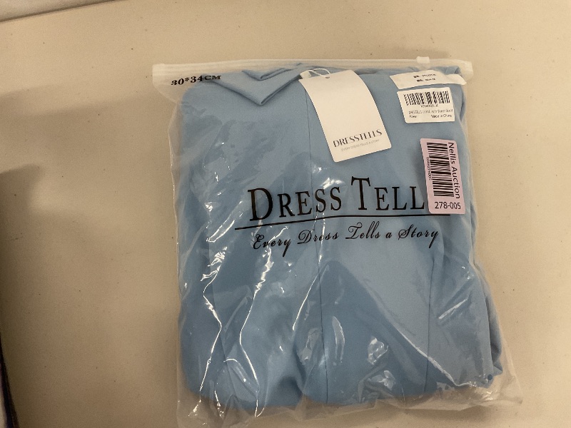 Photo 1 of DRESSTELLS Women's Cocktail Dress 2025 with Pockets, Deep V Neck Knot Cocktail Party Dresses, Modest Formal Wedding Guest Work Church Dress Blue M