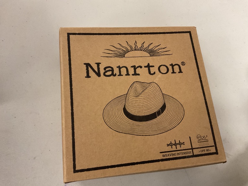 Photo 1 of Sun Hats for Women Men- Wide Brim Fedora Straw Panama Beach Hat UV UPF 80+ with 2 Replaceable Ribbons Khaki
