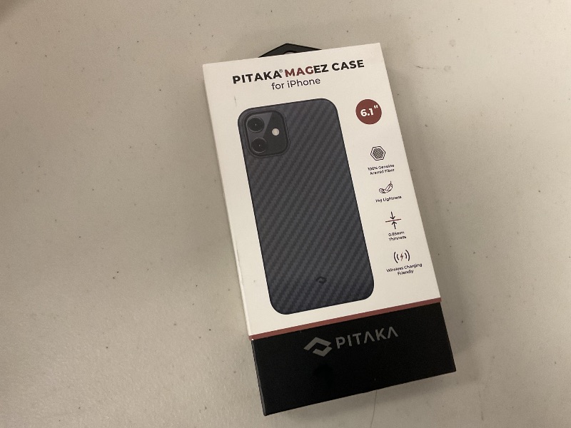 Photo 1 of pitaka Magnetic Case Compatible with iPhone 12 6.1" [MagEZ Case ] 100% Aramid Fiber Ultra Sim Fit 3D Grip Touch Wireless Charging Friendly Phone Cover