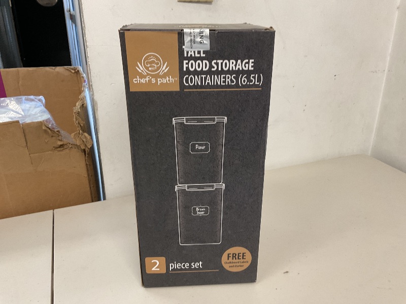 Photo 1 of Chef's Path Extra Large Airtight Food Storage Containers with Lids, Pack of 2, 6.5L, 220Oz, Airtight Kitchen and Pantry Bulk Canisters for Flour, Sugar, Rice, and Baking Supplies - Transparent