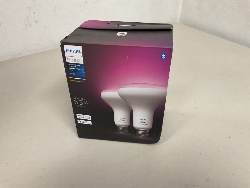 Photo 1 of Philips Hue BR30 LED Smart Light Bulbs - Flicker-Free 85w Light Bulbs - Bluetooth Compatible, Compatible with Alexa, Google Assistant, and Apple HomeKit - E26 Base - 2 Pack