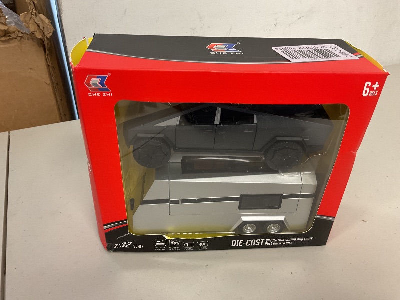 Photo 1 of Truck Toy for Kids, Alloy Toy Pickup Truck Diecast Model Car with Traile RV&Motorcycle, Pull Back Toy Car with Sound/Light, Gifts for Boys Girls Aged 6 7 8 9 (Grey)