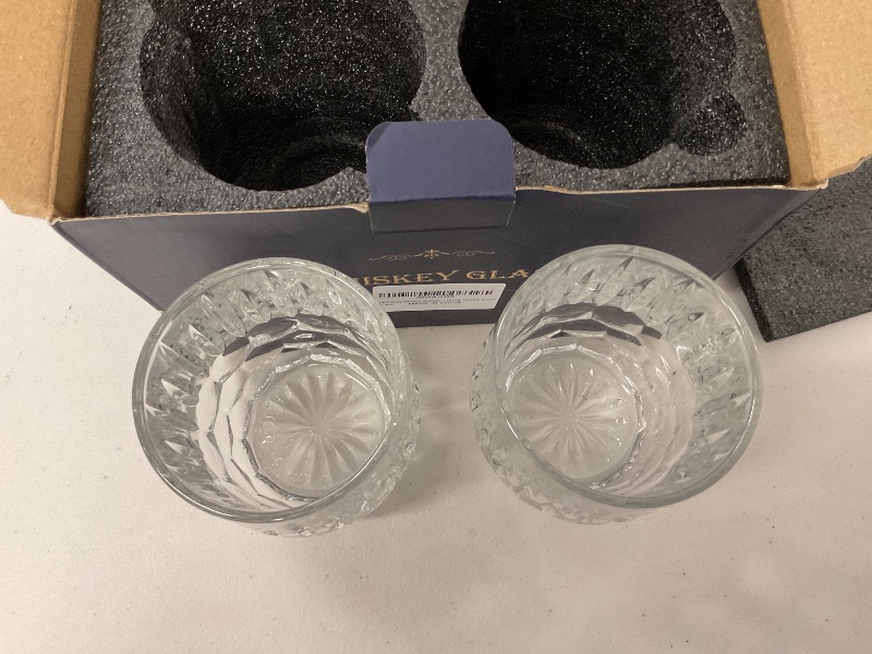Photo 1 of Mipukbay Whiskey Glasses Set of 2, Thick Bottom Cocktail Glass with Luxury Box, Crystal Rock Glasses for Bourbon, Cognac, Vodka, Tequila, Scotch