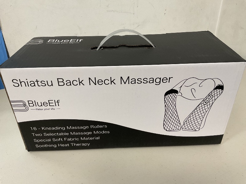 Photo 1 of Blue Elf Shiatsu Electric Neck Back Massager Pillow 3D Kneading with Heat for Shoulder, Lower Back, Foot, Leg Muscles Pain Relief Relax in Car Office and Home (Gray)