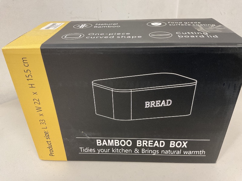 Photo 1 of Danfoxer Bread Box for Kitchen Countertop,Curved Bamboo Bread Boxes with Cutting Board Lid,Wooden Bread Storage,Bread Container Airtight,Food Storage for Kitchen Counter(Natural)