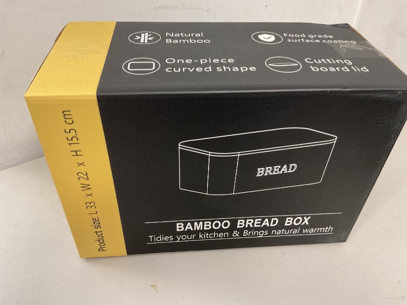 Photo 1 of Danfoxer Bread Box for Kitchen Countertop,Curved Bamboo Bread Boxes with Cutting Board Lid,Wooden Bread Storage,Bread Container Airtight,Food Storage for Kitchen Counter(Natural)