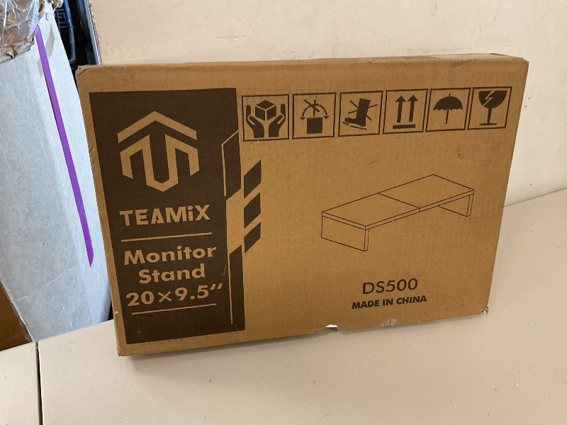 Photo 1 of TEAMIX 20 inch Monitor Stand Riser, Wood Monitor Stand for Desk, TV/Screen/PC/Printer/Laptop Riser, Computer Stand with Keyboard Organizer, Black Desktop Stand, Monitor Riser (Black, 20 inch)
