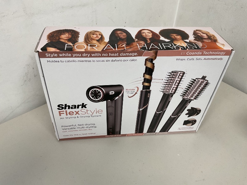 Photo 1 of Shark FlexStyle Hair Dryer & Powerful Styling System with 6-Piece Hair Styling Tools, Paddle Brush, Curl-Defining Hair Diffuser, Auto-Wrap Curlers, Styling Concentrator, Oval Brush &, Black, HD440BK