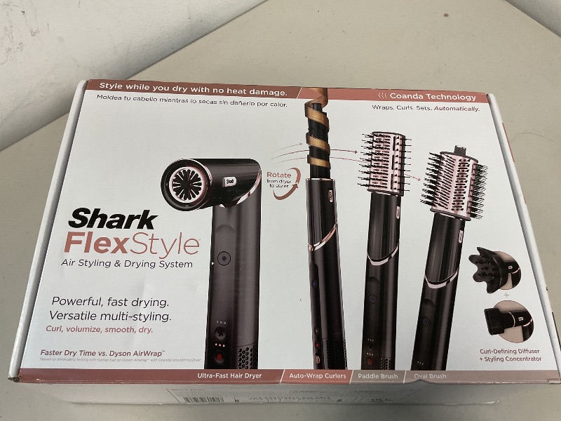 Photo 1 of Shark FlexStyle Hair Dryer & Powerful Styling System with 6-Piece Hair Styling Tools, Paddle Brush, Curl-Defining Hair Diffuser, Auto-Wrap Curlers, Styling Concentrator, Oval Brush &, Black, HD440BK