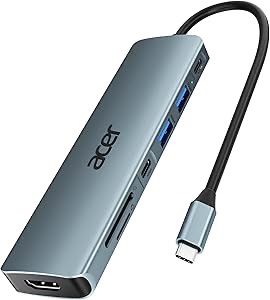 Photo 1 of Acer USB C Hub, 7 in 1 USB C to HDMI Splitter, 2 USBA 3.1 GEN1 and 5Gbps Type-C Data Port, Type C Adapter with 4K HDMI Port, PD 100W Charging, SD Card Reader, for Laptop, PC, Desktop and More