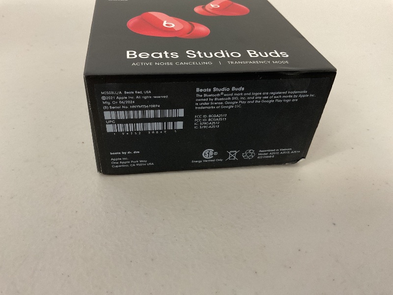 Photo 1 of Beats Studio Buds - True Wireless Noise Cancelling Earbuds - Compatible with Apple & Android, Built-in Microphone, IPX4 Rating, Sweat Resistant Earphones, Class 1 Bluetooth Headphones - Red