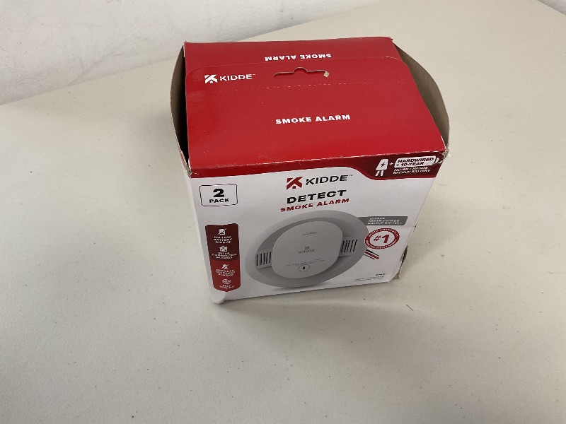 Photo 1 of Kidde Hardwired Smoke Detector, 10-Year Battery Backup, Interconnectable, LED Warning Light Indicators, 2 Pack