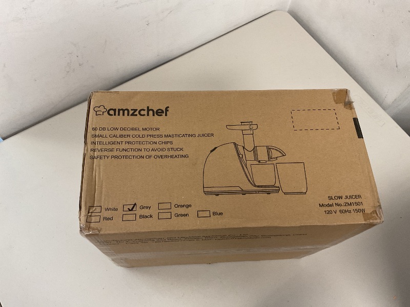 Photo 1 of Masticating Juicer Machines, AMZCHEF Slow Cold Press Juicer with Reverse Function, High Juice Yield, Easy Clean with Brush,Recipes for High Nutrient Fruits and Vegetables, Gray(Updated)