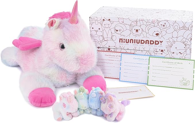 Photo 1 of Niuniu Daddy 19" | 5Pcs Unicorn Weighted Stuffed Animals Family Set, Mommy Unicorn Plush with 4 Babies Toys Inside, Cute Large Body Pillow for Girls Boys Adults with Christmas Birthday Party Presents