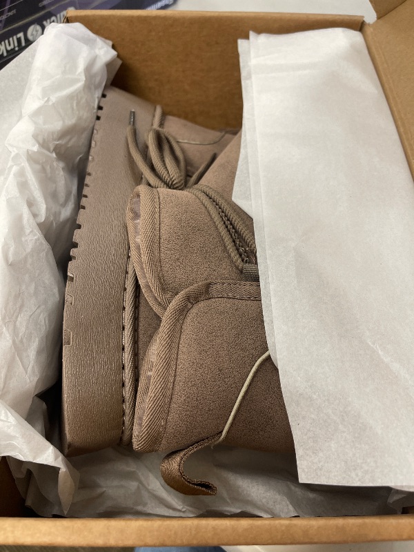 Photo 1 of ELAHGEY Ankle Winter Boots for Women Snow Boots with Fur Lined Lace Up Pull-On Suede Boots