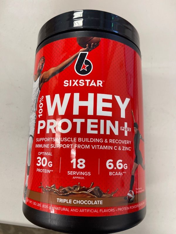 Photo 1 of Six Star Whey Protein Powder Plus - Muscle Building & Recovery Formula with Whey Isolate Powder, BCAAs, 30g Protein, Immune Support - Post-Workout Supplement - Triple Chocolate, 1.8 lbs