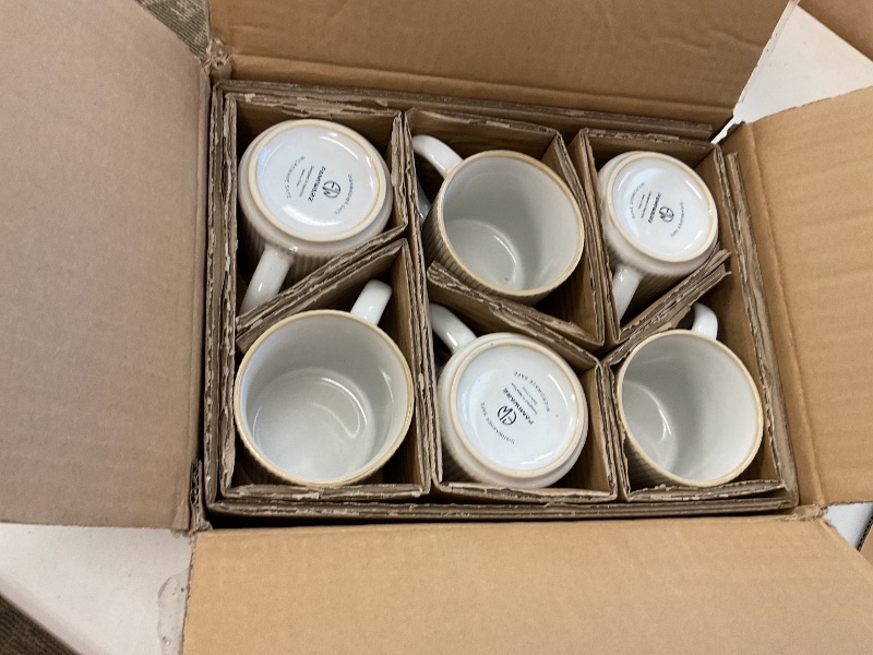 Photo 1 of famiware Coffee Mug Set for 6, Star 12 oz Catering Mugs Cup Set with Handle for Coffee, Tea, Cocoa, Milk - Ceramic Stoneware Drinkware Set, Cappuccino White