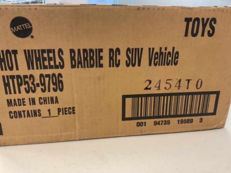 Photo 1 of Barbie Hot Wheels RC SUV, Remote-Control Pink Vehicle That Fits 2 Fashion Dolls & Accessories, Includes Kid-Applied Stickers for Customization