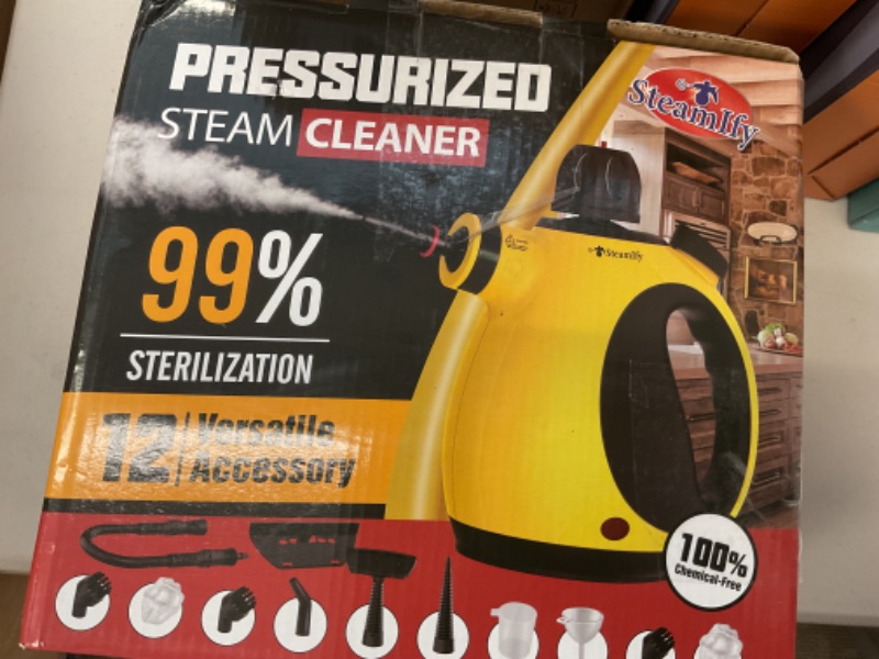 Photo 1 of STEAMIFY Pressurized Handheld Steam Cleaner for Home, Multi-Surface Steamer with 12 Accessories, 12.8oz Natural Steamer for Cleaning Car, Bathroom, Shower, Upholstery, Grout, Window, Grease