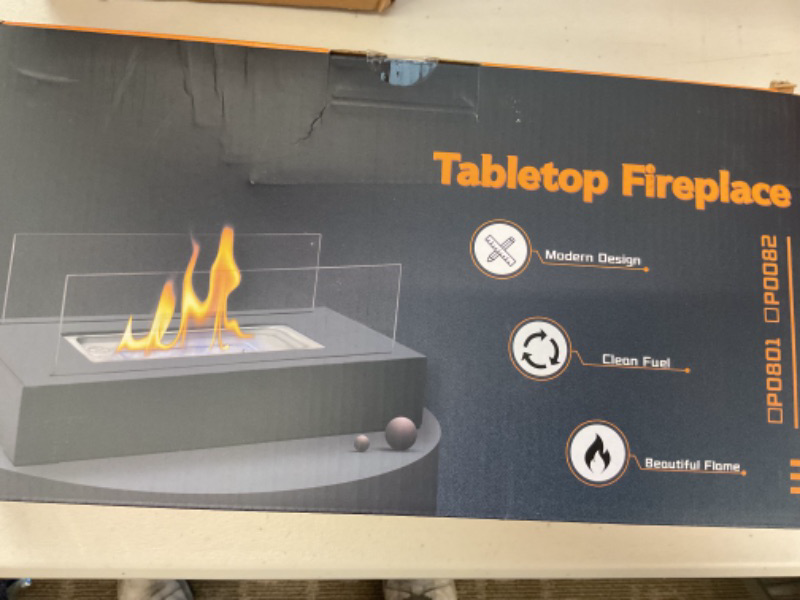 Photo 1 of BRIAN & DANY Tabletop Fire Pit, Portable Indoor Fire Pit Tabletop Fireplace, Ethanol Table Top Firepit Decor Home Patio Balcony Outdoor, Black