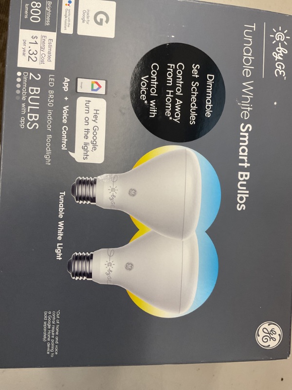 Photo 1 of GE Lighting CYNC Smart Tunable White A19 LED Light Bulb, 60W Replacement, Bluetooth/Wi-Fi Enabled, Alexa + Google Home Compatible Without Hub, 2-Pack (Packaging May Vary)