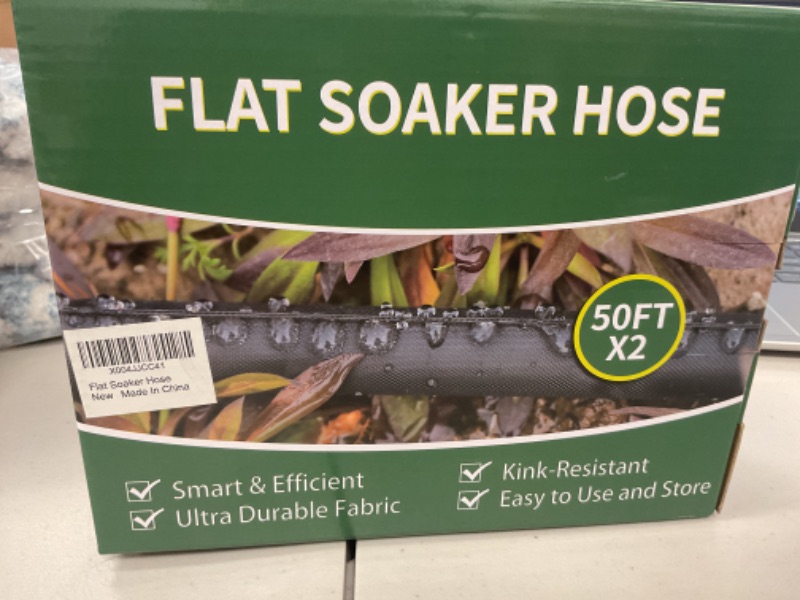 Photo 1 of Soaker Hose 100ft (50ft*2), Heavy Duty Garden Hose for DIY Irrigation System,Drip Irrigation Hose Save 80% Water, Leakproof Design, Flexible Water Hose with Holes for Lawn, Garden Bed, Vegetable Field