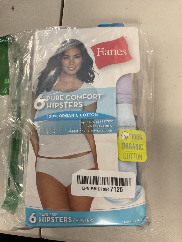 Photo 1 of Hanes Womens Organic Cotton Pack, Comfortsort Underwear, (Colors May Vary) Hipster Panties, Assorted Colors, 6-pack Hipsters, 7 US
