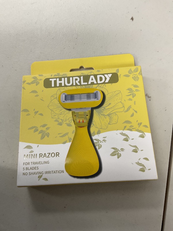 Photo 1 of Thurlady 5 blade mini razor for traveling yellow with 3 replaceable heads no shaving irritation