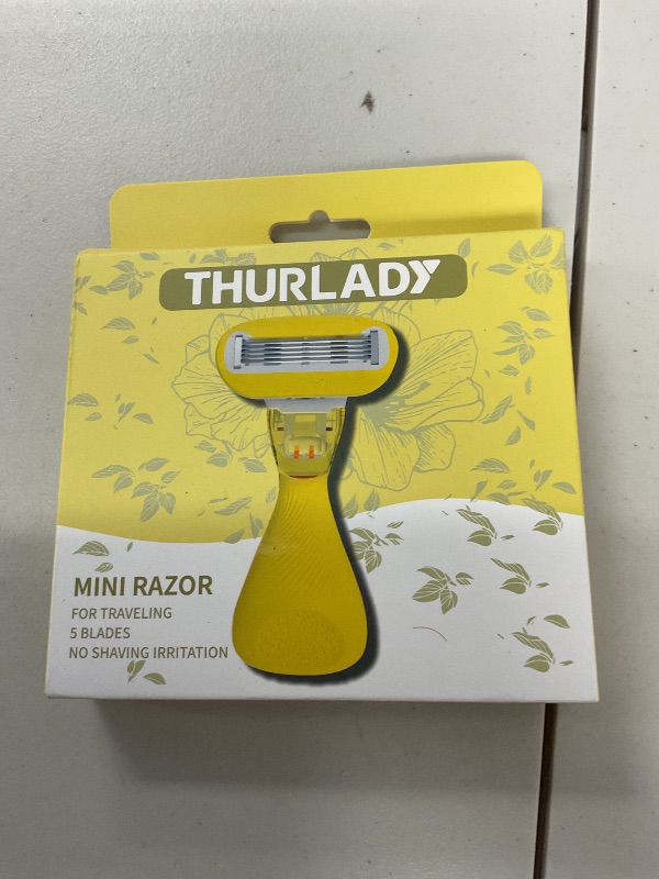 Photo 1 of Thurlady 5 blade mini razor for traveling yellow with 3 replaceable heads no shaving irritation