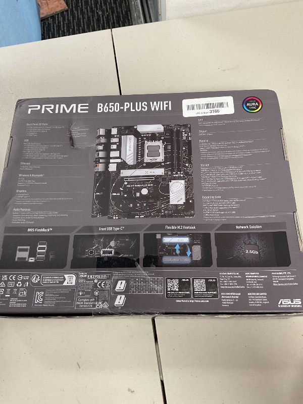 Photo 1 of ASUS Prime B650-PLUS WiFi AMD B650 AM5 Ryzen™ Desktop 9000 8000 & 7000 ATX Motherboard, DDR5, PCIe 5.0 M.2, 2.5Gb LAN, WiFi 6E, HDMI™, SATA 6 Gbps, USB Type-C®, BIOS Flashback™, Thunderbolt™ 4 Header