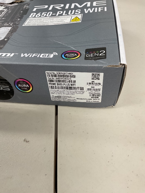 Photo 1 of ASUS Prime B650-PLUS WiFi AMD B650 AM5 Ryzen™ Desktop 9000 8000 & 7000 ATX Motherboard, DDR5, PCIe 5.0 M.2, 2.5Gb LAN, WiFi 6E, HDMI™, SATA 6 Gbps, USB Type-C®, BIOS Flashback™, Thunderbolt™ 4 Header