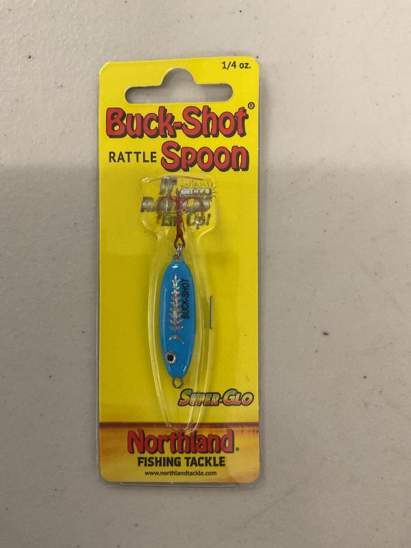 Photo 1 of Northland Tackle Buck-Shot Rattle Spoon / 1.5" / 1/4 OZ - #8 HK/Super-GLO EXO Blue