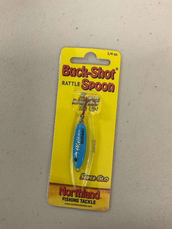 Photo 1 of Northland Tackle Buck-Shot Rattle Spoon / 1.5" / 1/4 OZ - #8 HK/Super-GLO EXO Blue