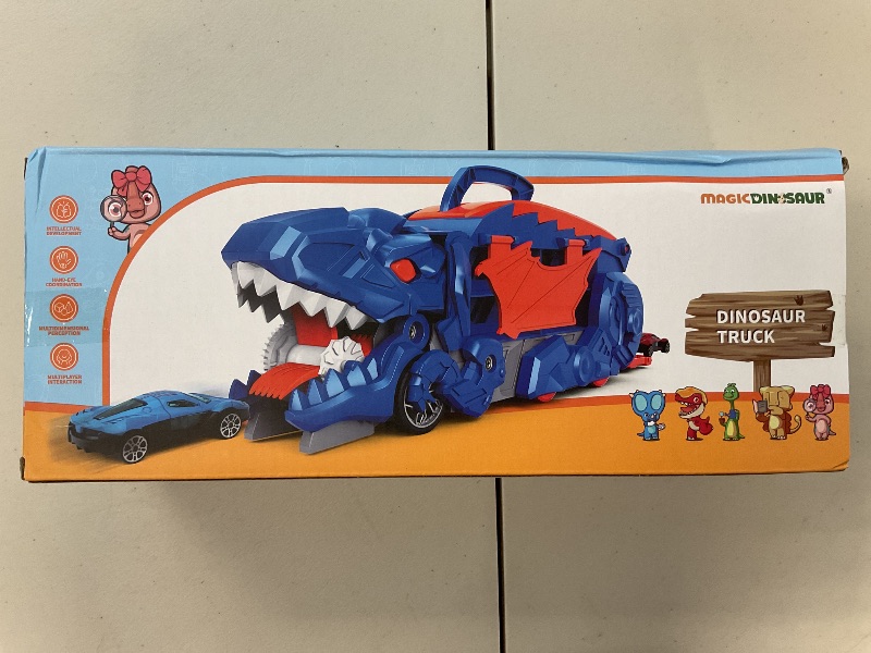 Photo 1 of Dinosaur Planet Toddler Truck Toys for 3 4 5 6 Years Old Boys, Cars Track Set Dinosaur Transporter Truck with 10 Die-Cast Car Toys, Transforms into Dino with Wings and Handle for Kids