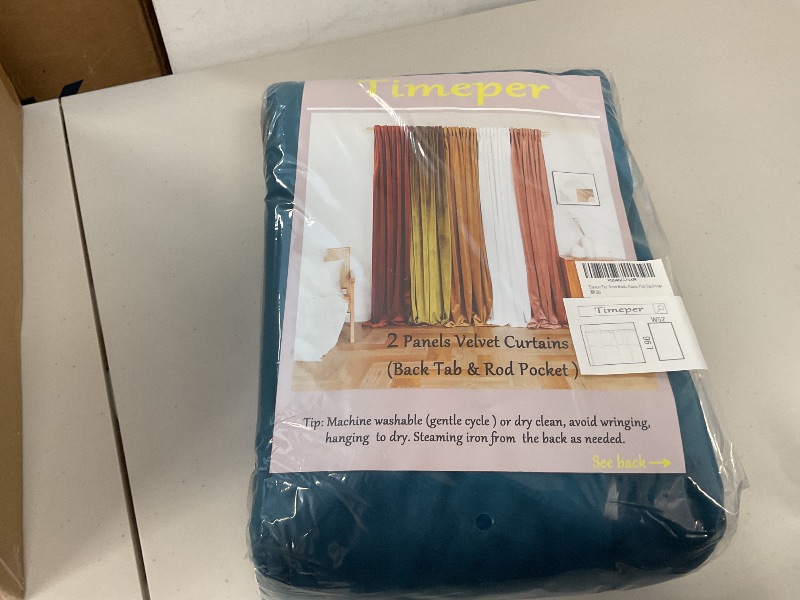 Photo 1 of Timeper Teal Green Blackout Velvet Curtains 96 inches Vintage Style Velvet Drapes Light Blocking Thermal Insulated for Bedroom, Office, W52 x L96, 2 Panels, Pleat Tab Design