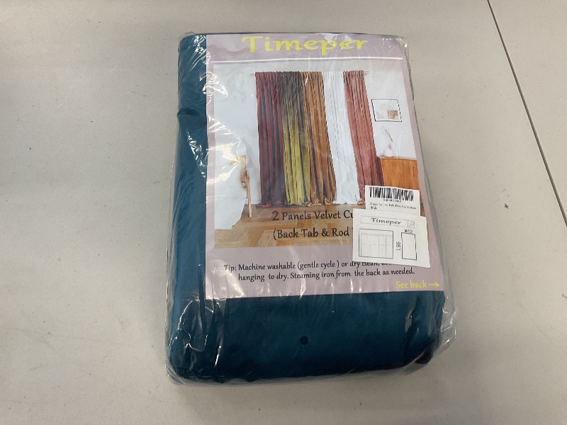 Photo 1 of Timeper Teal Green Blackout Velvet Curtains 96 inches Vintage Style Velvet Drapes Light Blocking Thermal Insulated for Bedroom, Office, W52 x L96, 2 Panels, Pleat Tab Design