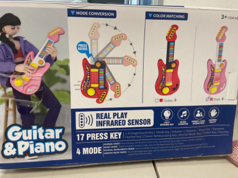 Photo 1 of Kids Guitar, Electric Toddler Baby Music Toys for Ages 2-4 with Piano Mode Strap and Lights Child Musical Instruments Ideal for 2+ Year Old Girls Boys Birthday