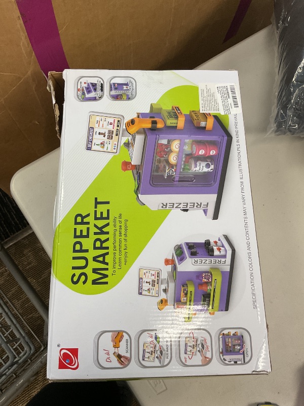 Photo 1 of deAO Cash Register Toy Coffee Shop- 3-in-1 Interactive Pretend Play Set with Water Dispenser & Real Calculator, Learning Toy for Kids Ages 3-8, Role Play Store with Play Money & Food (Purple)