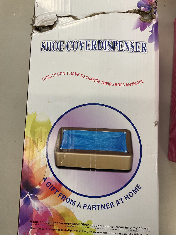 Photo 1 of Blemoacha Automatic Shoe Covers Dispenser,200 Pcs Disposable Shoe Cover,Waterproof T Buckle Shoes Cover for Adult and Kids All Sizes,Portable Machine for Indoors/Home/Office, Gold