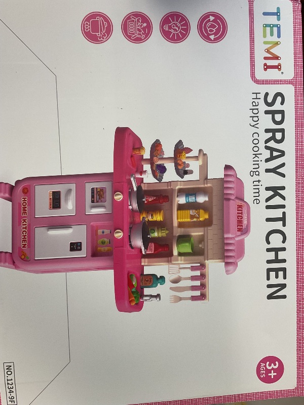 Photo 1 of TEMI Pretend Food Kitchen Toys for Girls Age 3 4 5 6 7 8 - Kitchen Accessories Platset with Sound and Light, Cutting Food Toy, Pretend Play for Kids, Indoor Outdoor Cooking Set, Birthday Gifts 8-9