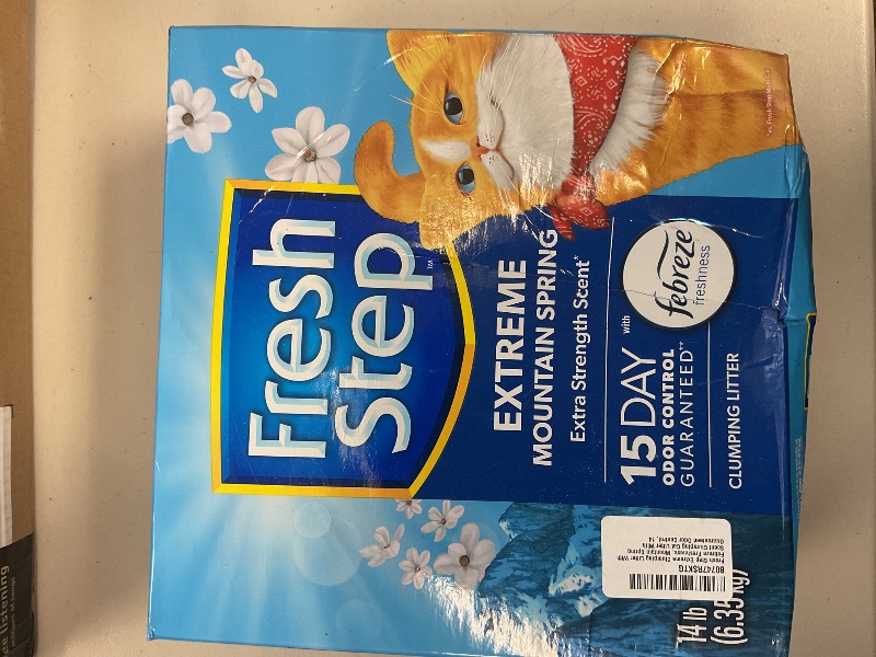 Photo 1 of Fresh Step Extreme Clumping Litter With Febreze Freshness, Mountain Spring Scent Clumping Cat Litter With Guaranteed Odor Control, 14 lb. Box