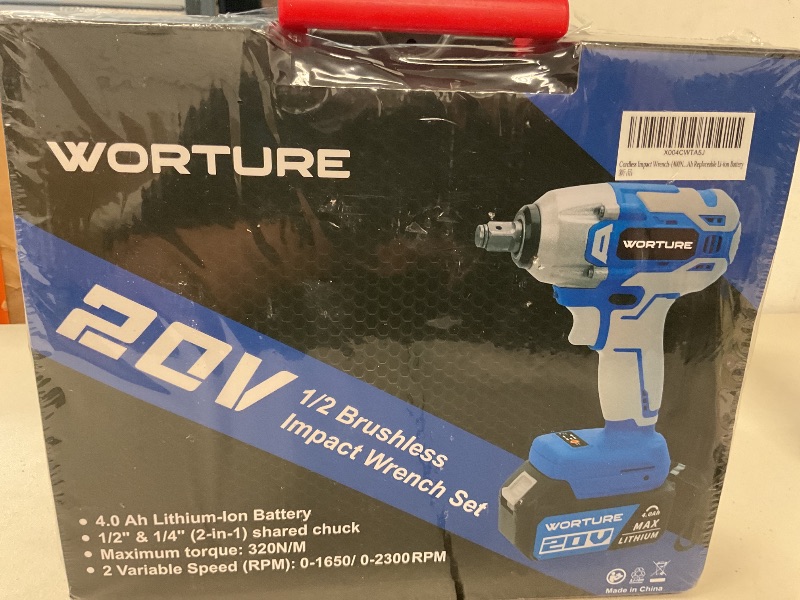 Photo 1 of Cordless Impact Wrench, 1/2" Brushless Impact Gun (450N.m), 20V High Torque Power Impact Driver, 2x4.0Ah Batteries Electric Impact with 2 Speeds for Car Bike Repair/Home DIY