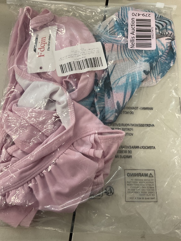 Photo 1 of Fdqin Girls Swimsuit Bikini Set 3 Piece Adjustable Straps Ruffle Cover Up Skirt Bathing Suits for Teens Beach Swimwear Pink 13-14 Years