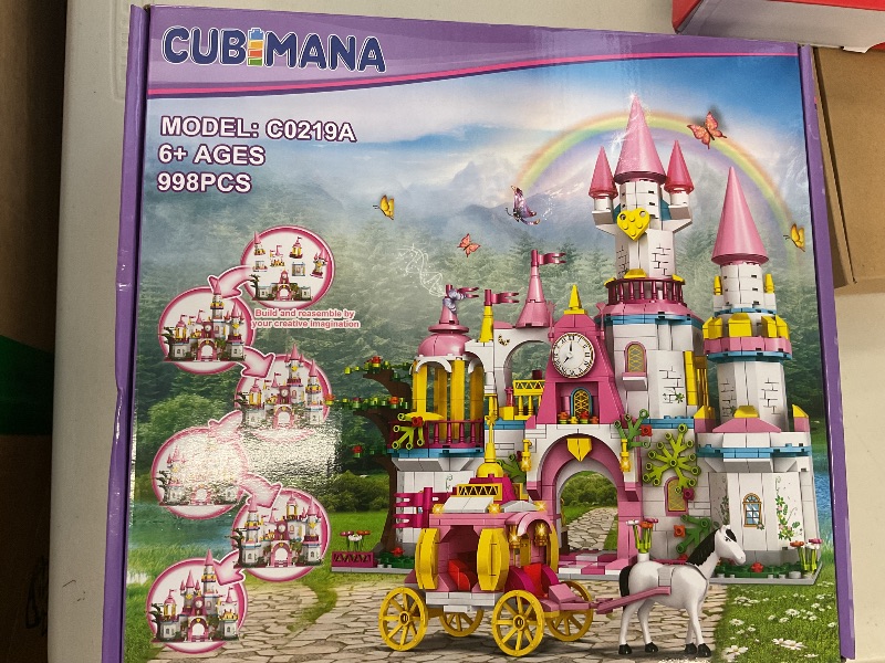 Photo 1 of CUBIMANA Girls Castle Princess Building Toys - Girl Fantasy House 5-in-1 Castle & Carriage Playsets Building Blocks Architecture Sets Birthday Gifts for Kids Age 6 7 8 9 10 11 12 Years Old (998 PCS)