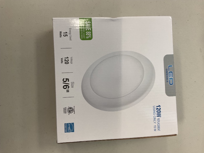 Photo 1 of PARWIN (1 pack) 5/6” Dimmable LED Disk Light Flush Mount Recessed Retrofit Ceiling Lights, 15W (120W Replacement), 5000K, Energy Star & UL-Listed, Installs into Junction Box Or Recessed Can, 1100lm