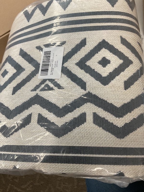 Photo 1 of Outdoor Rug Carpet 8x10 ft, Flatweave Textured Outdoor Patio Rug Non Slip Indoor Outdoor Rugs with Rubber Particles Backing Boho Outdoor Area Rug for Patio Deck Front Porch Backyard Balcony