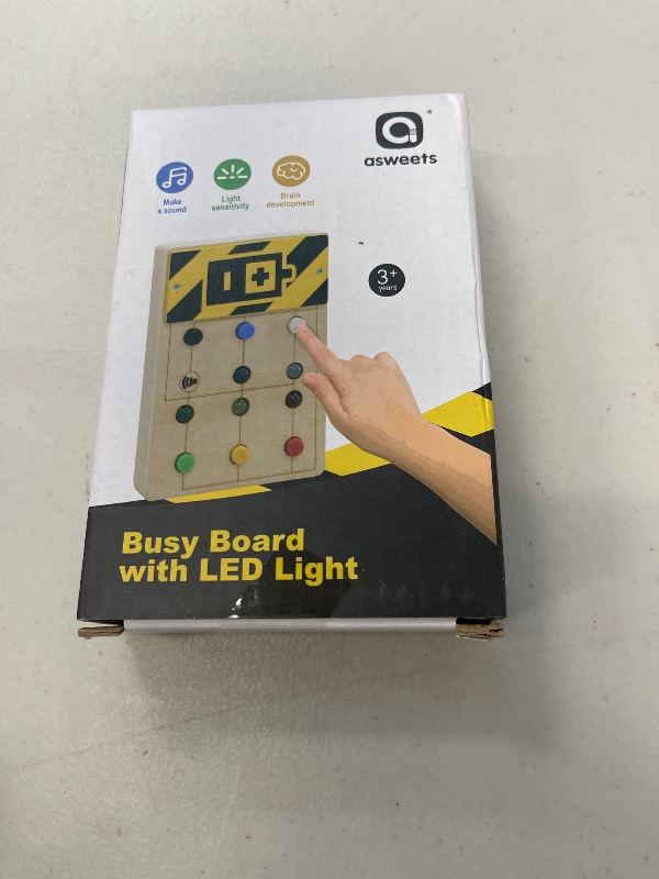 Photo 1 of Asweets Montessori Busy Board for Toddler with Buzzing, Soft Silicone Botton, Wooden Busy Board with LED Light Switches, Sensory Autism Toys Baby Travel Toys, Kids Gifts for Birthday Christmas