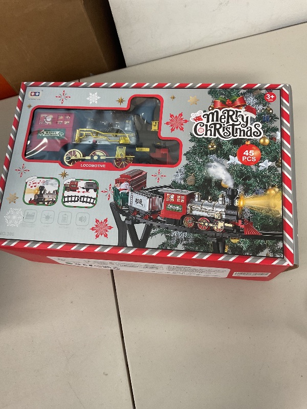 Photo 1 of Christmas Tree Train Elevated, Floating Train Toy Steam Engine with Smoke, Light & Sound (Whistle/Mute), Holiday Xmas Tree Decoration for Kid Children, Gift for Ages 3 and Up Boys & Girls
