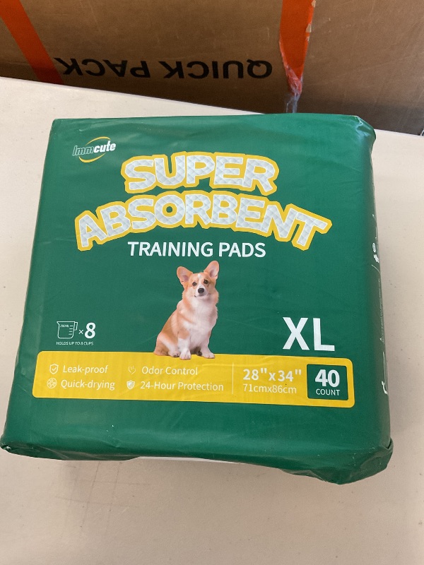 Photo 1 of IMMCUTE Dog Pee Pads Extra Large 28"x34", X-Large Training Puppy Pee Pads Super Absorbent & Leak-Proof, XL Disposable Pet Piddle Pad and Potty Pads for Dogs, Puppies, Doggie (XLarge:28"*34"-40 Ct)